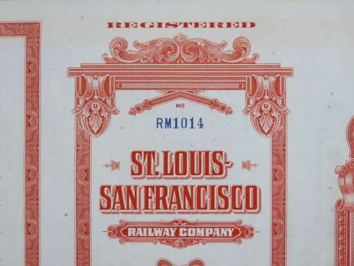 1948 St Louis San Francisco Railway Company, $1000 Bond Certificate RM1014