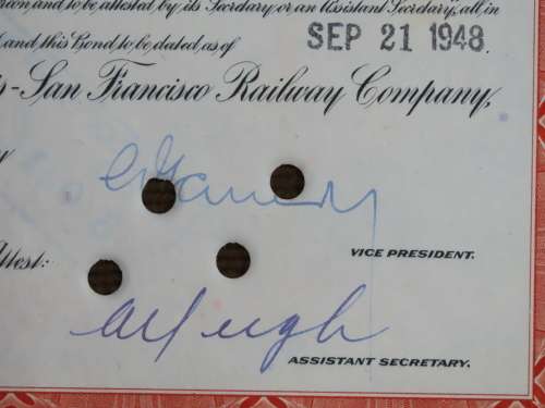 1948 St Louis San Francisco Railway Company, $1000 Bond Certificate RM1015