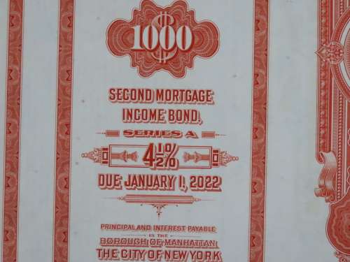 1948 St Louis San Francisco Railway Company, $1000 Bond Certificate RM1015