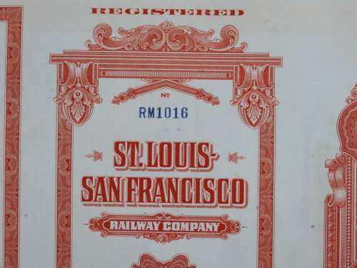 1948 St Louis San Francisco Railway Company, $1000 Bond Certificate RM1016