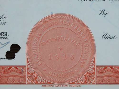 1948 St Louis San Francisco Railway Company, $1000 Bond Certificate RM1018