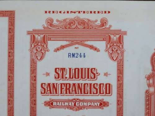 1948 St Louis San Francisco Railway Company, $1000 Bond Certificate RM244