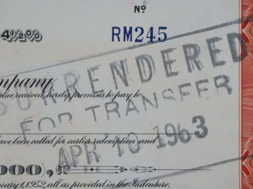 1948 St Louis San Francisco Railway Company, $1000 Bond Certificate RM245