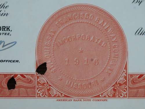 1948 St Louis San Francisco Railway Company, $1000 Bond Certificate RM245