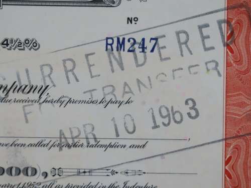 1948 St Louis San Francisco Railway Company, $1000 Bond Certificate RM247