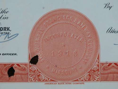 1948 St Louis San Francisco Railway Company, $1000 Bond Certificate RM247