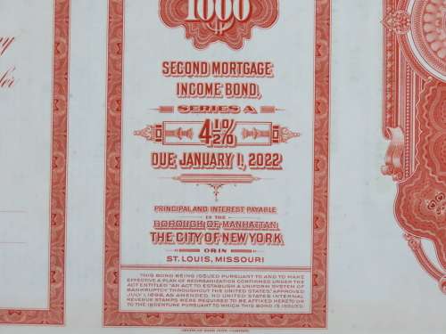 1948 St Louis San Francisco Railway Company, $1000 Bond Certificate RM248