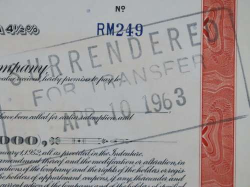 1948 St Louis San Francisco Railway Company, $1000 Bond Certificate RM249