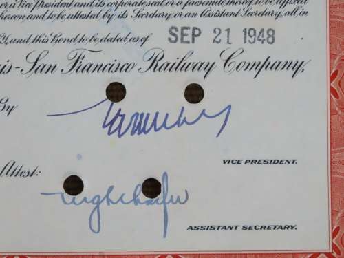 1948 St Louis San Francisco Railway Company, $1000 Bond Certificate RM251