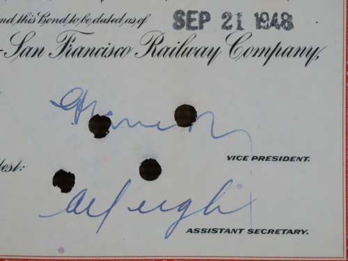1948 St Louis San Francisco Railway Company, $1000 Bond Certificate RM1028