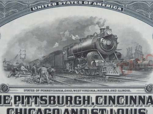 1920 Pittsburgh Cincinnati Chicago and St Louis Railroad Company, $1000 Gold Bond Certificate 10158