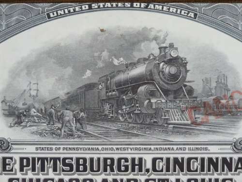 1920 Pittsburgh Cincinnati Chicago and St Louis Railroad Company, $1000 Gold Bond Certificate 10159