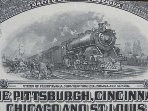 1920 Pittsburgh Cincinnati Chicago and St Louis Railroad Company, $1000 Gold Bond Certificate 10980