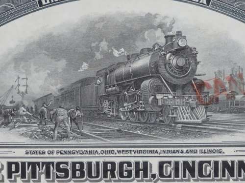 1920 Pittsburgh Cincinnati Chicago and St Louis Railroad Company, $1000 Gold Bond Certificate 10424