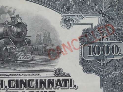 1920 Pittsburgh Cincinnati Chicago and St Louis Railroad Company, $1000 Gold Bond Certificate 10378