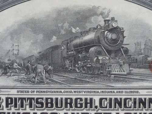 1920 Pittsburgh Cincinnati Chicago and St Louis Railroad Company, $1000 Gold Bond Certificate 10378