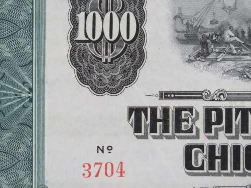 1944 Pittsburgh Cincinnati Chicago and St Louis Railroad Company, $1000 Bond Certificate 3704