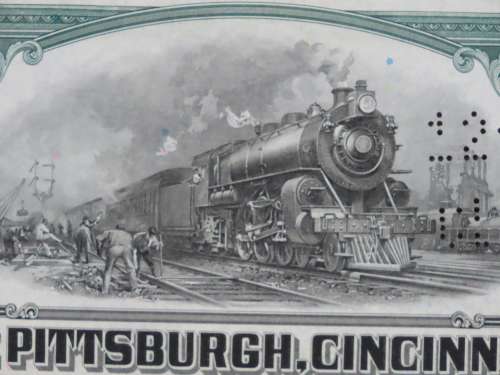 1944 Pittsburgh Cincinnati Chicago and St Louis Railroad Company, $1000 Bond Certificate 3704