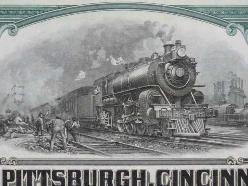 1944 Pittsburgh Cincinnati Chicago and St Louis Railroad Company, $1000 Bond Certificate 2461