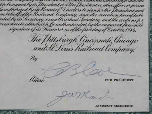 1944 Pittsburgh Cincinnati Chicago and St Louis Railroad Company, $1000 Bond Certificate 2461