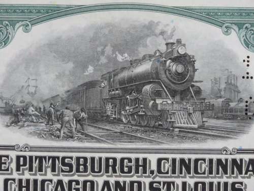 1944 Pittsburgh Cincinnati Chicago and St Louis Railroad Company, $1000 Bond Certificate 2462