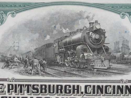 1944 Pittsburgh Cincinnati Chicago and St Louis Railroad Company, $1000 Bond Certificate 2463