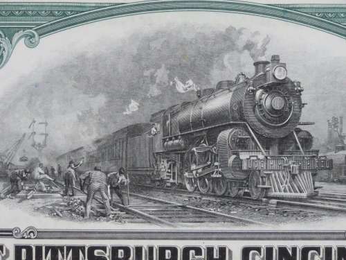 1944 Pittsburgh Cincinnati Chicago and St Louis Railroad Company, $1000 Bond Certificate 2468