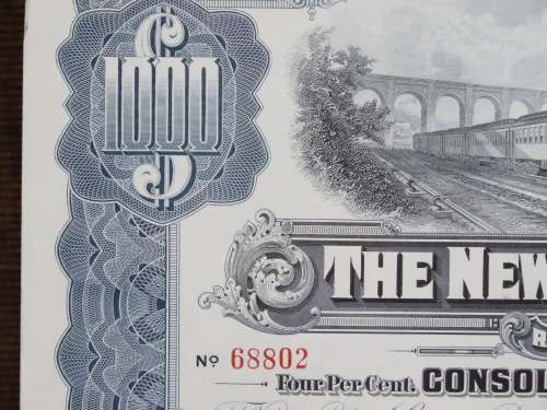 1913 The New York Central Railroad Company, $1000 Gold Bond Certificate 68802
