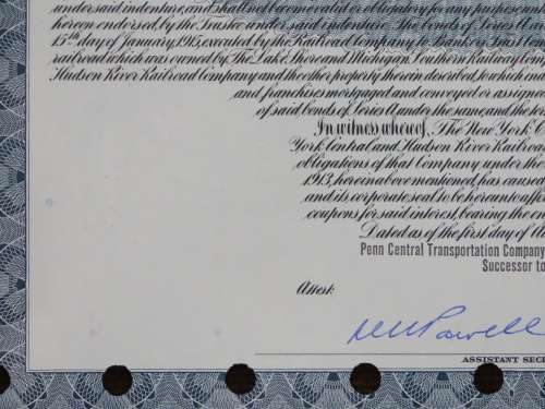 1913 The New York Central Railroad Company, $1000 Gold Bond Certificate 51026
