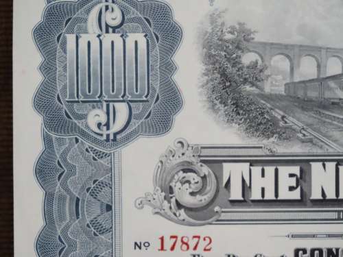1913 The New York Central Railroad Company, $1000 Gold Bond Certificate 17872