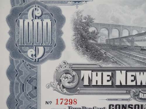 1913 The New York Central Railroad Company, $1000 Gold Bond Certificate 17298