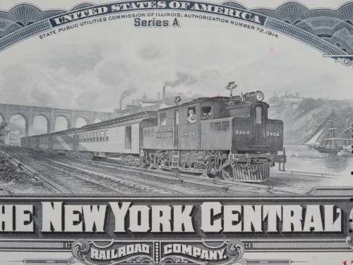 1913 The New York Central Railroad Company, $1000 Gold Bond Certificate 17298