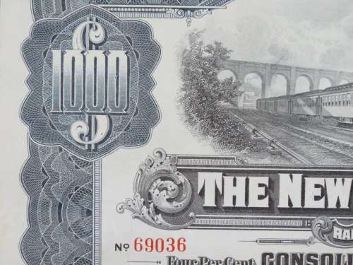 1913 The New York Central Railroad Company, $1000 Gold Bond Certificate 69036