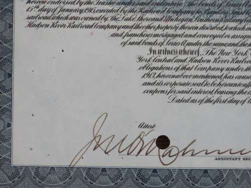 1913 The New York Central Railroad Company, $1000 Gold Bond Certificate 69036