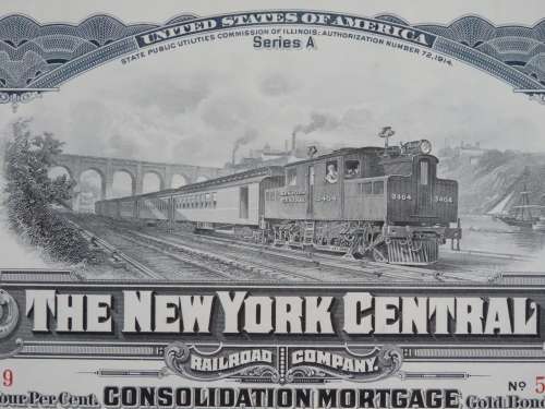 1913 The New York Central Railroad Company, $1000 Gold Bond Certificate 50979