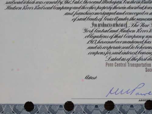 1913 The New York Central Railroad Company, $1000 Gold Bond Certificate 50979