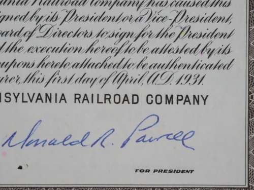 1931 The Pennsylvania Railroad Company, $1000 Gold Bond Certificate 24808