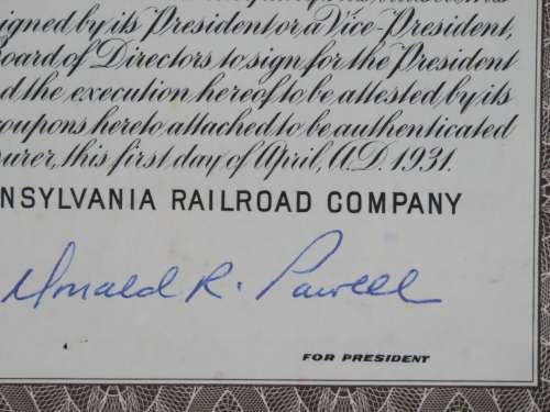 1931 The Pennsylvania Railroad Company, $1000 Gold Bond Certificate 38450