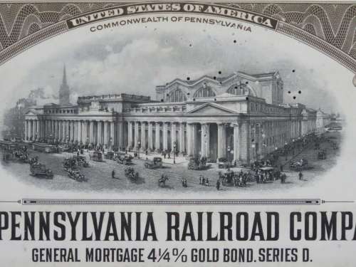 1931 The Pennsylvania Railroad Company, $1000 Gold Bond Certificate 38450