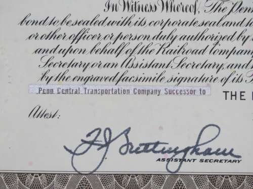 1931 The Pennsylvania Railroad Company, $1000 Gold Bond Certificate 44278