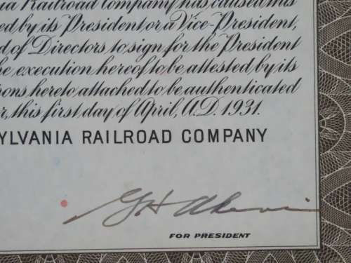 1931 The Pennsylvania Railroad Company, $1000 Gold Bond Certificate 9746