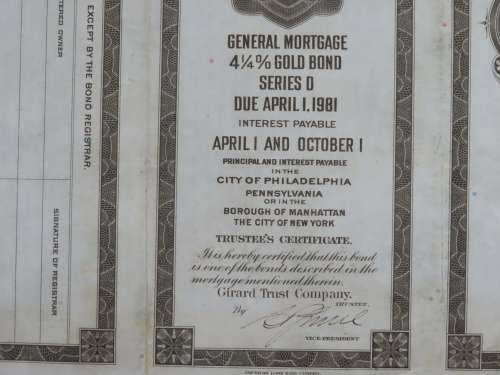 1931 The Pennsylvania Railroad Company, $1000 Gold Bond Certificate 9746