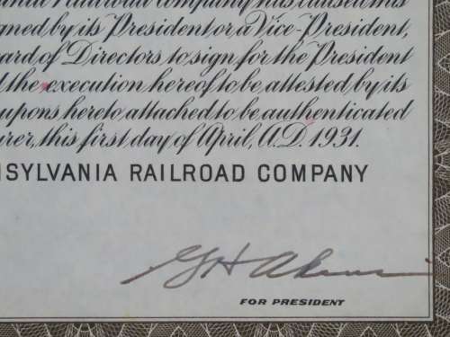 1931 The Pennsylvania Railroad Company, $1000 Gold Bond Certificate 9747