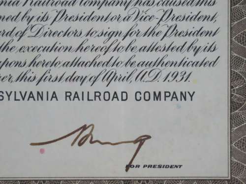 1931 The Pennsylvania Railroad Company, $1000 Gold Bond Certificate 35834