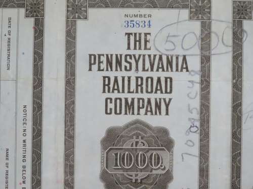 1931 The Pennsylvania Railroad Company, $1000 Gold Bond Certificate 35834