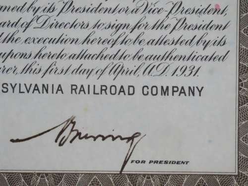 1931 The Pennsylvania Railroad Company, $1000 Gold Bond Certificate 4172