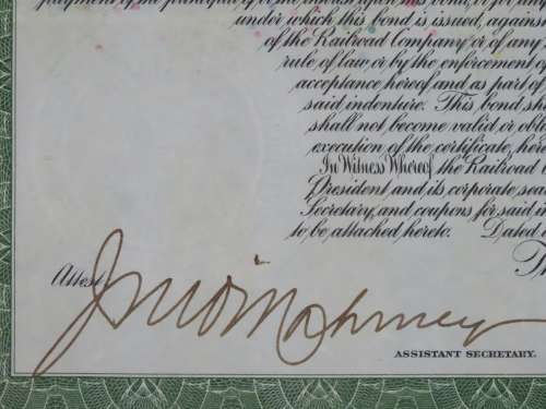 1913 The New York Central Railroad Company, $1000 Bond Certificate 67727