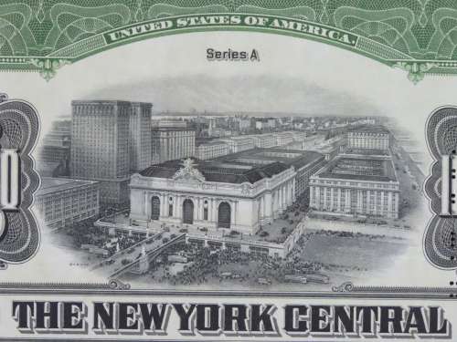 1913 The New York Central Railroad Company, $1000 Bond Certificate 67727