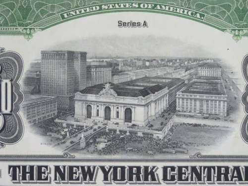 1913 The New York Central Railroad Company, $1000 Bond Certificate 74114