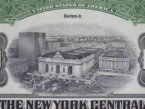 1913 The New York Central Railroad Company, $1000 Bond Certificate 55548